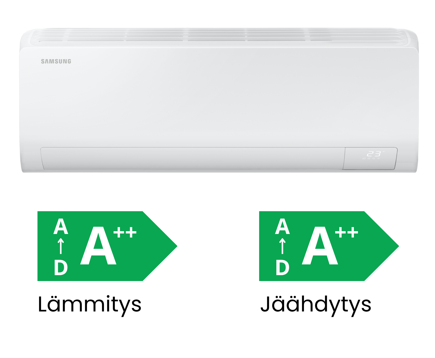 Samsung Nordic Airise S2 09 jäähdyttävä ja lämmittävä ilmalämpöpumppu asennettuna